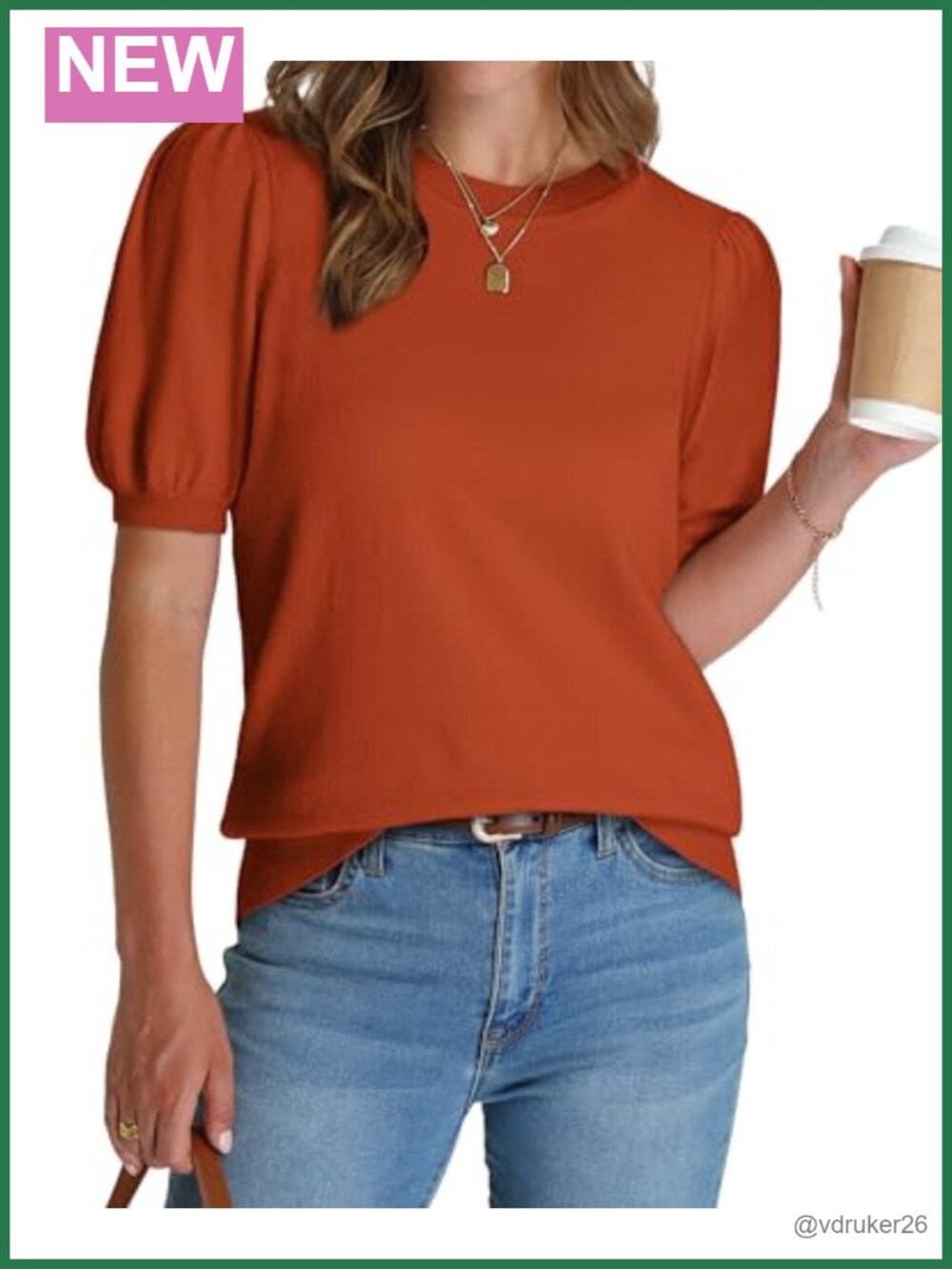 Women's Puff Short Sleeve Sweater Business Casual Work Blouse